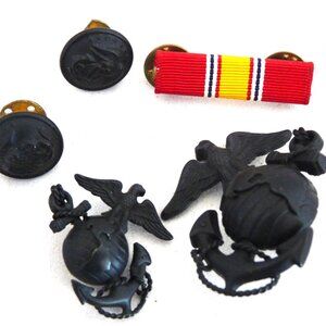 5 US Marine brass pins bar uniform official